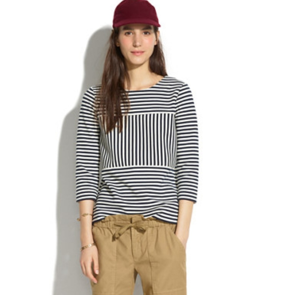 Madewell Gallerist Ponte Top in Stripe in Blue